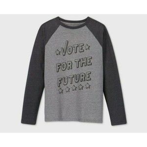 Cat & Jack Raglan Gray Boy's Long Sleeve Graphic T-shirt Vote For The Future